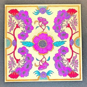 Floral Pattern Wall Art in Purple and Pink
